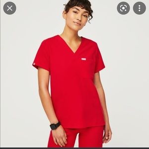 Figs Pop Red Scrub Top